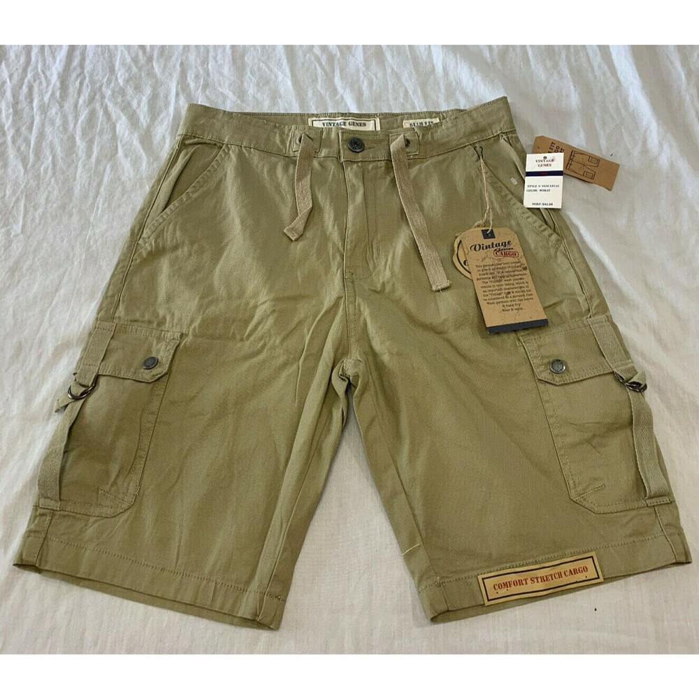 NWT VINTAGE GENES MENS CARGO STRETCH SLIM FIT SHORTS SIZE 30